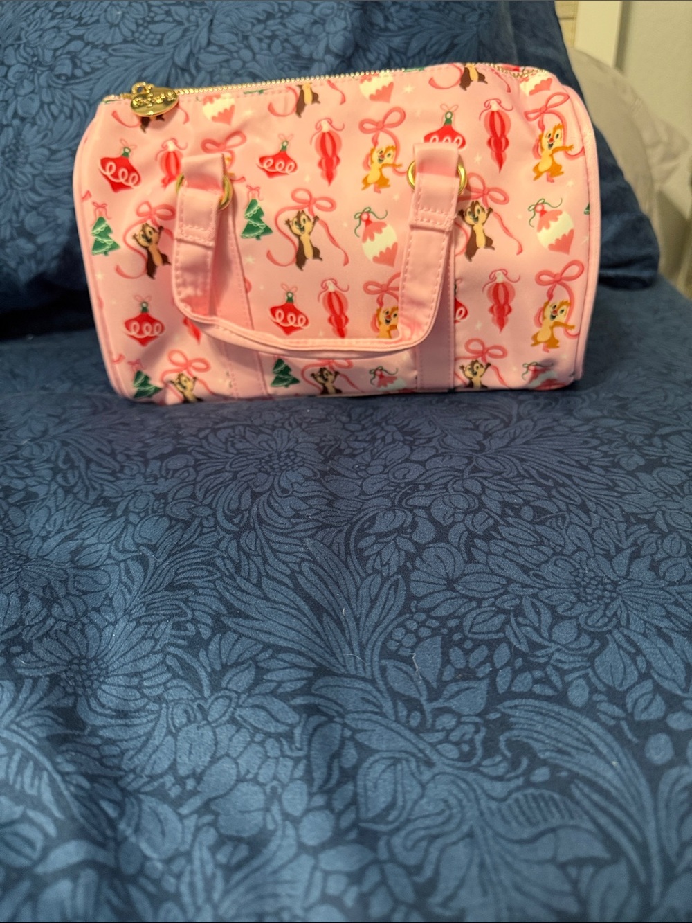 Chip and Dale Pink Holiday Print Women's Tote Bag
